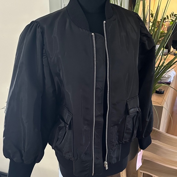 NWT Anthropologie Avec Les Filles Black Women's Bomber Jacket - Picture 9 of 16